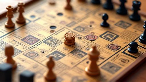 Screenshot from a digital adaptation of a classic strategy board game, showing a complex game board with pieces and strategic options displayed.