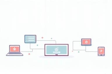 Illustration showing a game transitioning between device icons